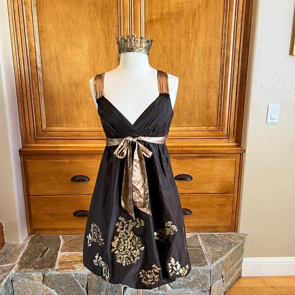 BCBG Mahogany Silk Taffeta Bubble Dress Size 6 NWT